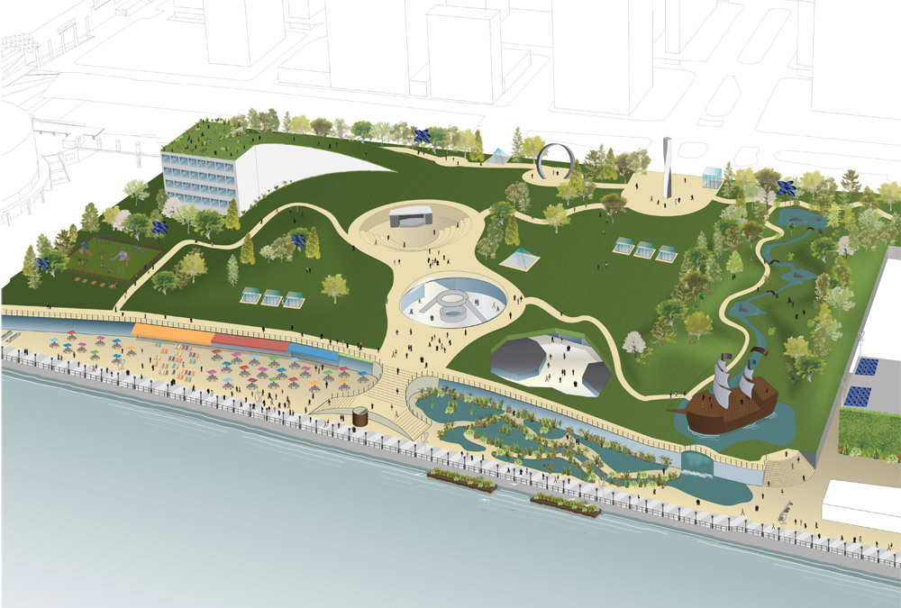Hart Plaza Detroit redevelopment site layout plan